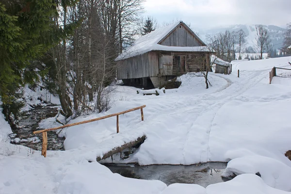 Landscape of the village in the winter — Stock Photo, Image