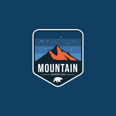 dağ seyahati vintage amblem logo vektör tasarım örnekleme şablonu