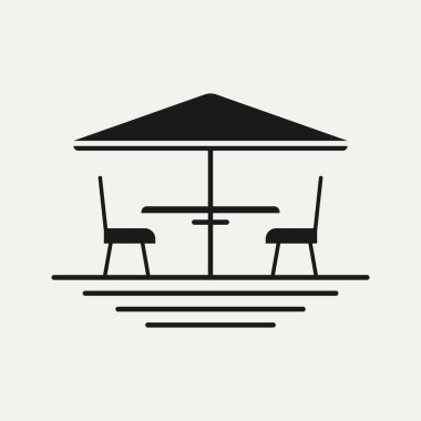 Terrace cafe basit çizgi sanat logosu şablon vektör çizimi tasarımı