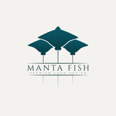 Manta balığı minimalist logo vektör illüstrasyon tasarımı. Basit modern vatoz logosu konsepti