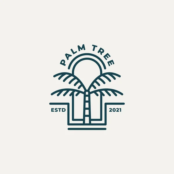 Palm Tree Minimalist Line Art Logo Template Vector Illustration Design — Stock Vector