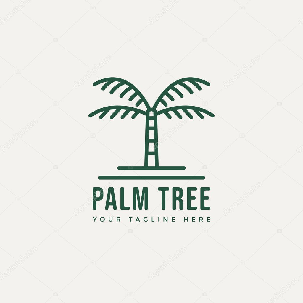 palm tree minimalist line art logo template vector illustration design. simple modern travel, resort, spa logo concept