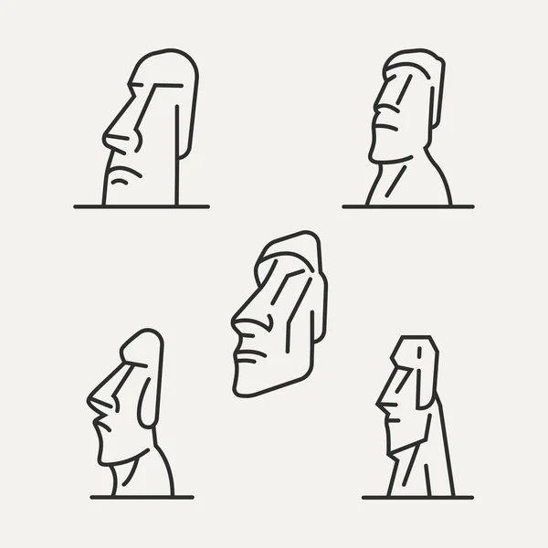 Ilustração em vetor de desenhos animados de estátuas moai na rocha isolada