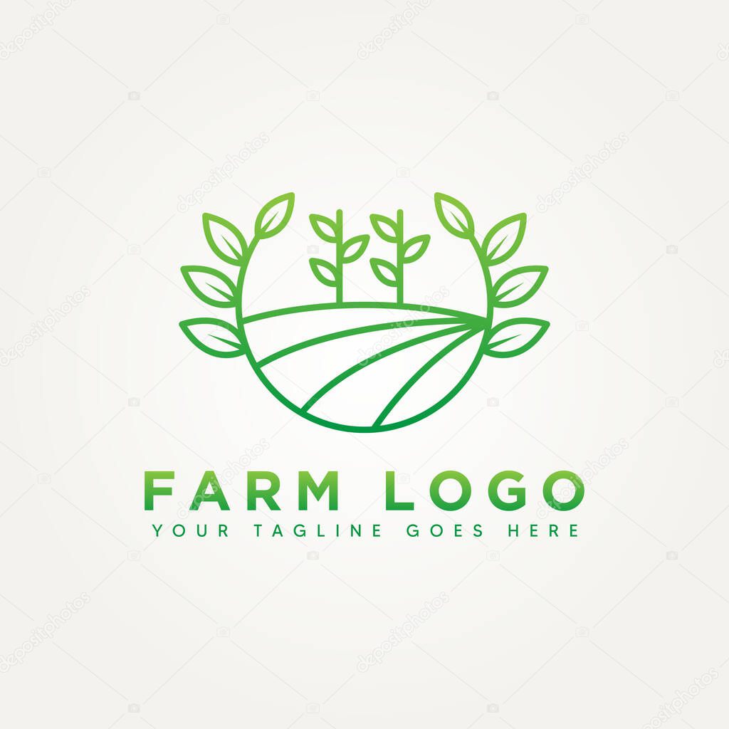 Eco farm minimalist line art badge logo template vector illustration design. simple modern farming, ecological, nature emblem logo concept