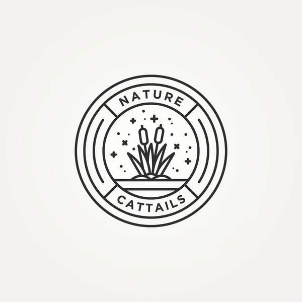 Cattail Nature Plante Minimaliste Ligne Art Badge Logo Vectoriel Illustration — Image vectorielle