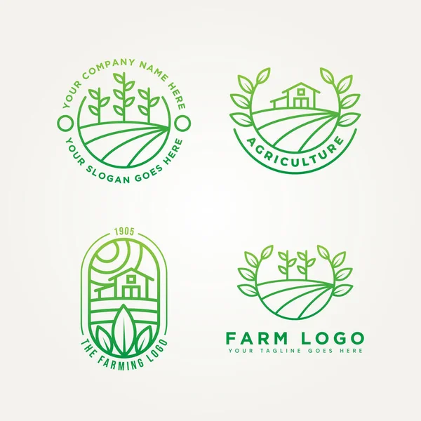 Conjunto Fazenda Linha Minimalista Arte Emblema Ícone Logotipo Modelo Vetor —  Vetores de Stock