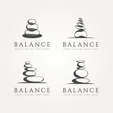 Minimalist klasik logo şablon vektör çizim dizaynının dengelenmiş hali. Basit modern spa, sağlık ve yoga amblemi konsepti.