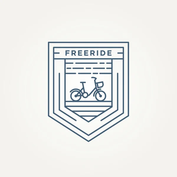 Free Ride Bike Minimalist Line Art Badge Icon Logo Šablona — Stockový vektor