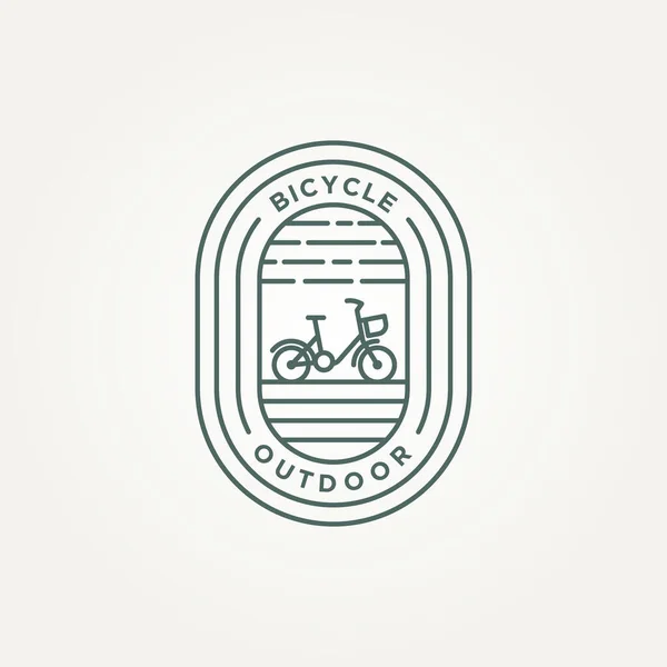 Odkryty Rower Minimalistyczny Linia Sztuka Plakietka Ikona Logo Szablon Wektor — Wektor stockowy