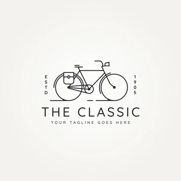 Clásico Bicicleta Cartero Minimalista Línea Arte Icono Logotipo Plantilla Vector — Archivo Imágenes Vectoriales