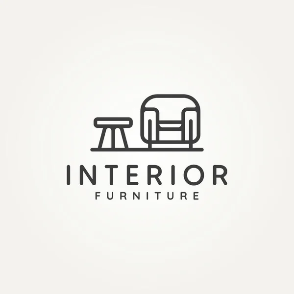 Muebles Interior Diseño Del Hogar Línea Minimalista Arte Icono Logotipo — Archivo Imágenes Vectoriales