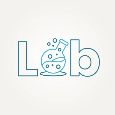 Kimyasal şişe hattı sanat simgesi logo vektör çizimi tasarımı. Basit laboratuvar tüp logosu kavramı
