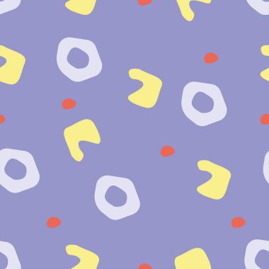 Elle çizilmiş çeşitli elementlerle kusursuz desen. Çeşitli şekiller ve karalama nesneleri dijital kompozisyon. Poster, kart, baskı, pankart, tekstil için soyut çağdaş vektör çizimi.