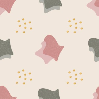 Doku lekeleri ve noktaları olan soyut, pürüzsüz desen. Çağdaş poster tasarımlı sanat fırçası elementleri. Vektör illüstrasyonu.