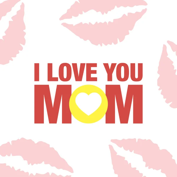 Boldog anyák napja betűkkel, az ajkak és a szív háttér illusztráció — Stock Vector