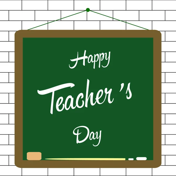 Boldog tanár nap betűk, iskolaszék és háttér — Stock Vector