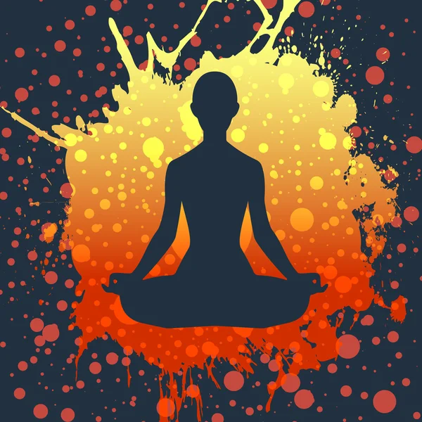Yoga lotus pose silhouette background — Stok Vektör