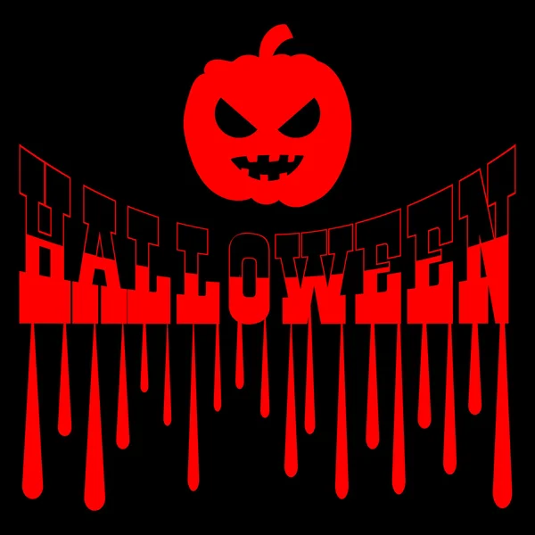 Happy Halloween Grußkarte Hintergrund mit Horror-Kürbis und Blutstropfen — Stockvektor