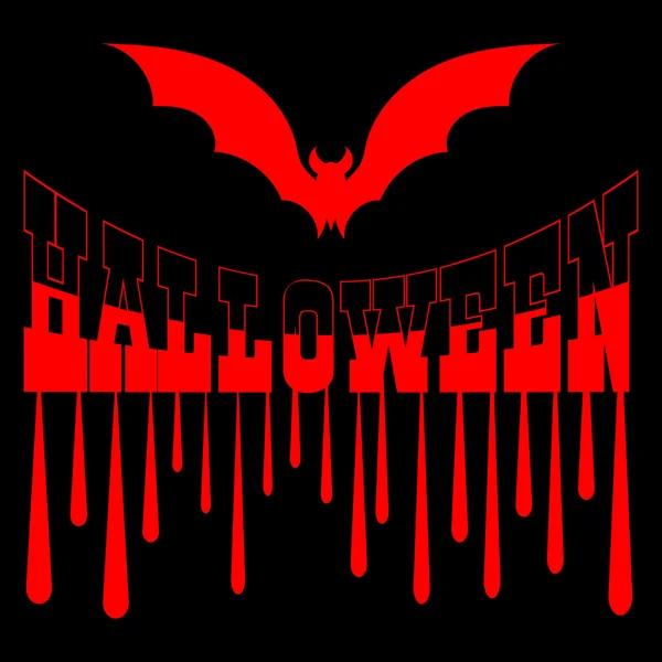Feliz tarjeta de felicitación de Halloween fondo con murciélago y gota de sangre — Archivo Imágenes Vectoriales