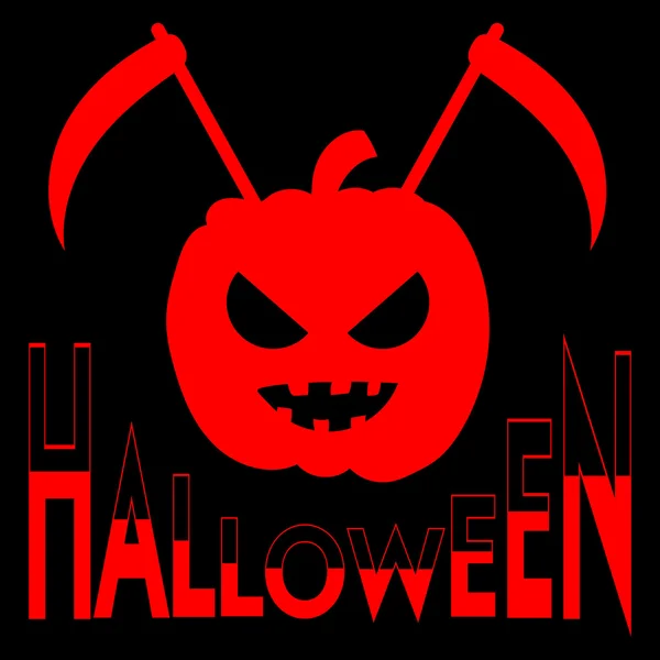 Fröhliche Halloween-Grußkarte Hintergrund mit Horror-Kürbis — Stockvektor