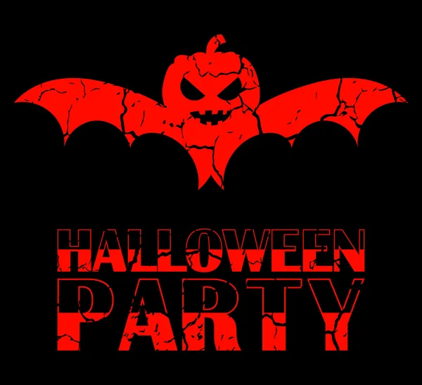 Heureux Halloween carte de voeux fond grunge avec horreur citrouille et chauve-souris — Image vectorielle