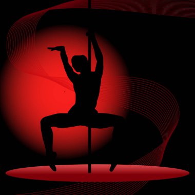 Striptiz yapan genç kadınların güzel silueti. Direk dansı.