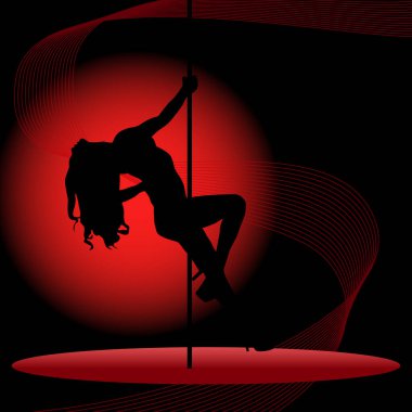 Striptiz yapan genç kadınların güzel silueti. Direk dansı.