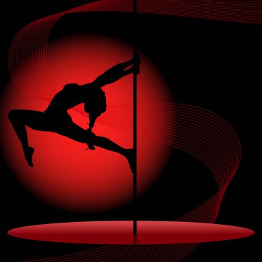 Striptiz yapan genç kadınların güzel silueti. Direk dansı.