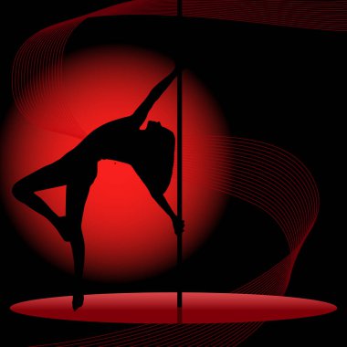 Striptiz yapan genç kadınların güzel silueti. Direk dansı.