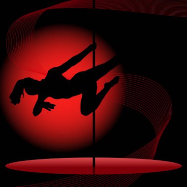 Striptiz yapan genç kadınların güzel silueti. Direk dansı.