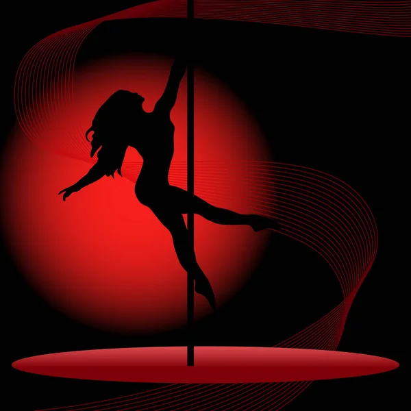 Bela Silhueta Mulheres Jovens Dançando Uma Striptease Sexy Pole Dancing — Vetor de Stock