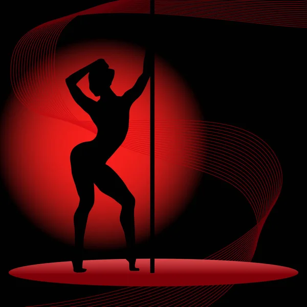 Bela Silhueta Mulheres Jovens Dançando Uma Striptease Sexy Pole Dancing — Vetor de Stock