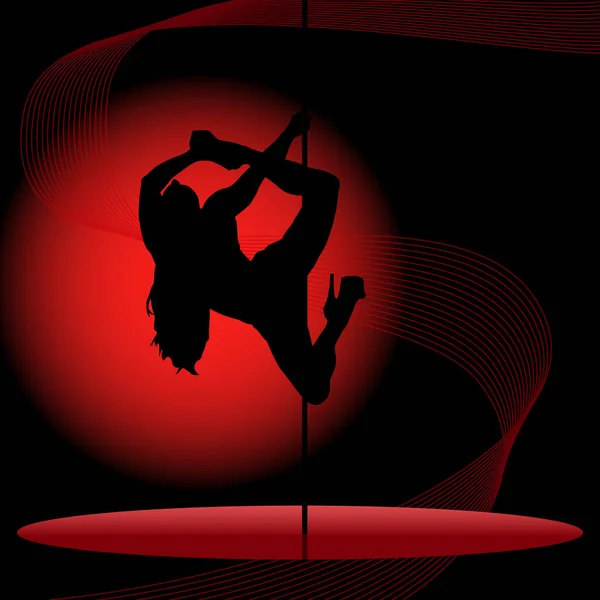 Belle Silhouette Jeunes Femmes Dansant Une Strip Tease Sexy Pole — Image vectorielle