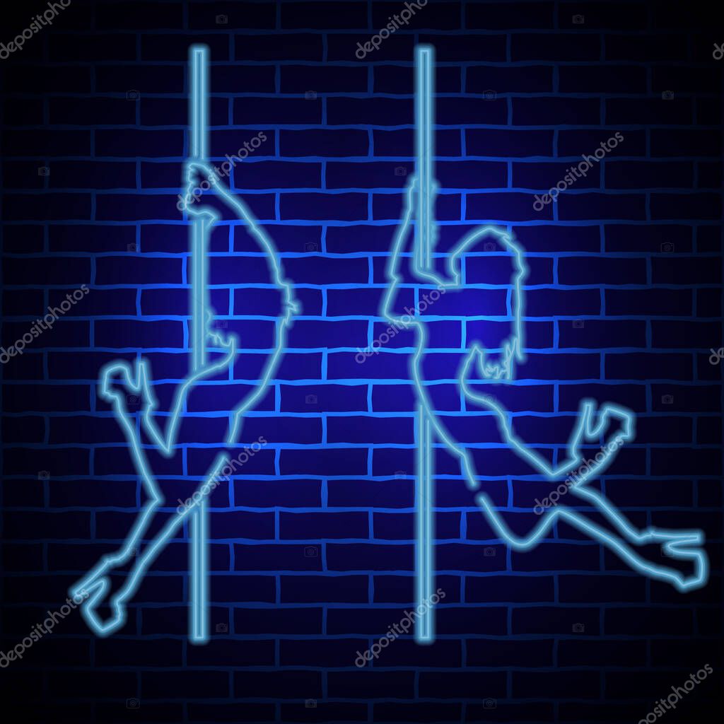 Sign of neon pole dancing girls.