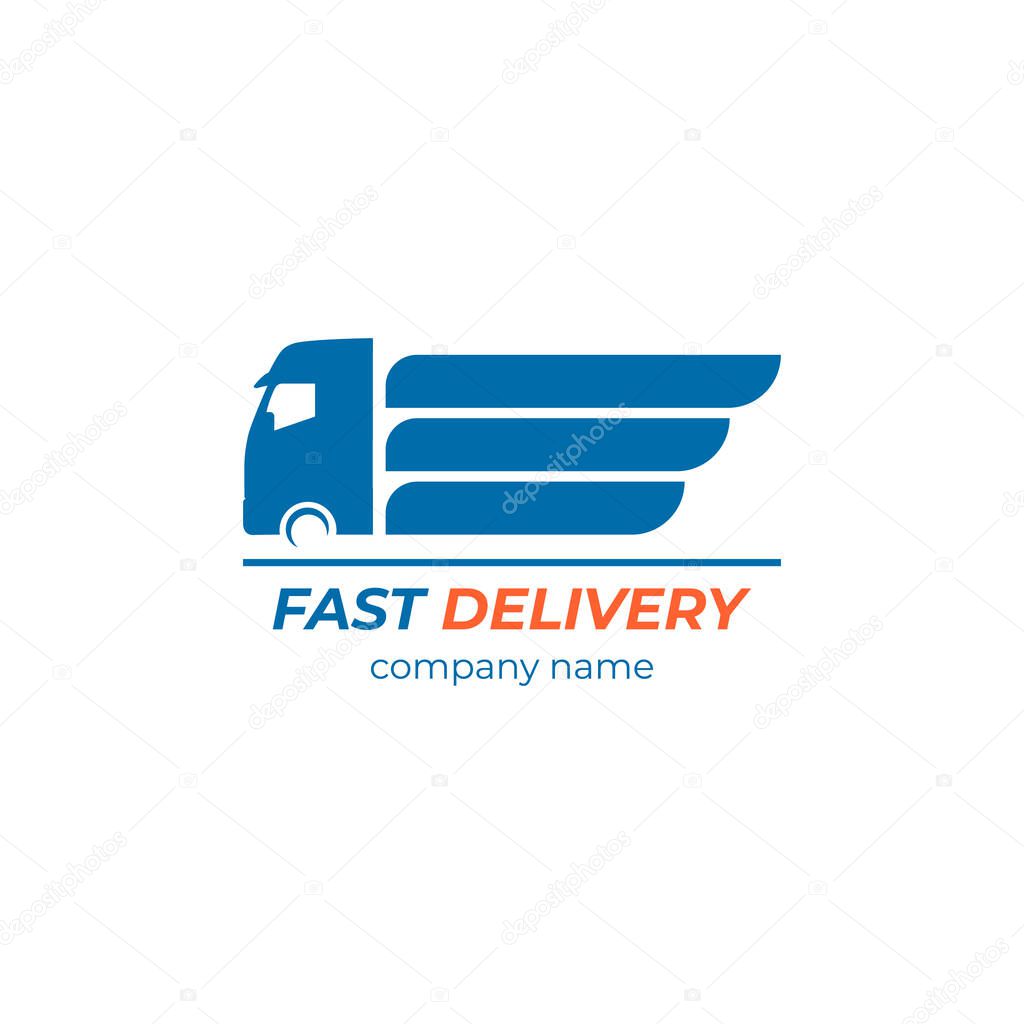 Fast Delivery logo in flat stye.Transport company logo on white background