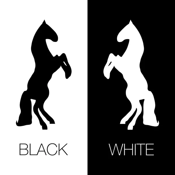 Illustration with black and white horses — Stock Vector