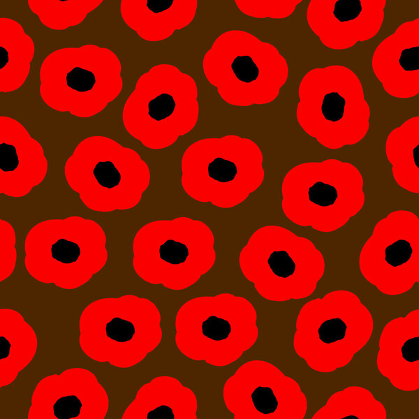 Illustration with hand drawing poppy pattern