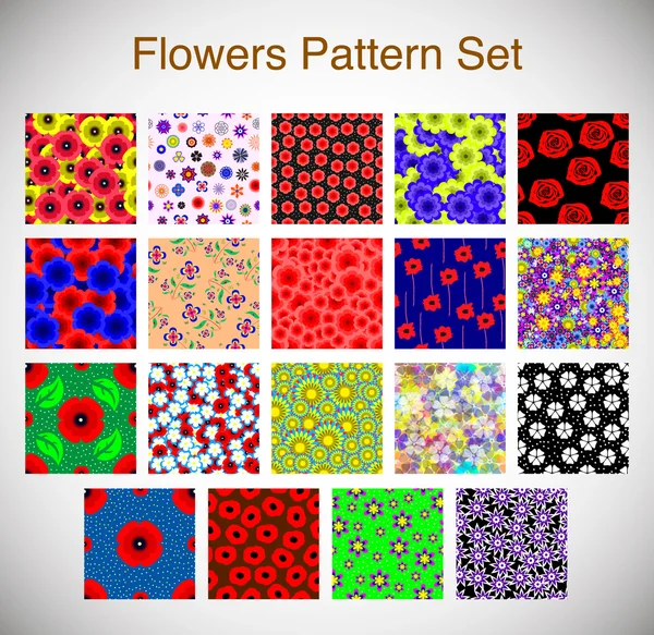 Illustration with flowers pattern set — Stock Vector