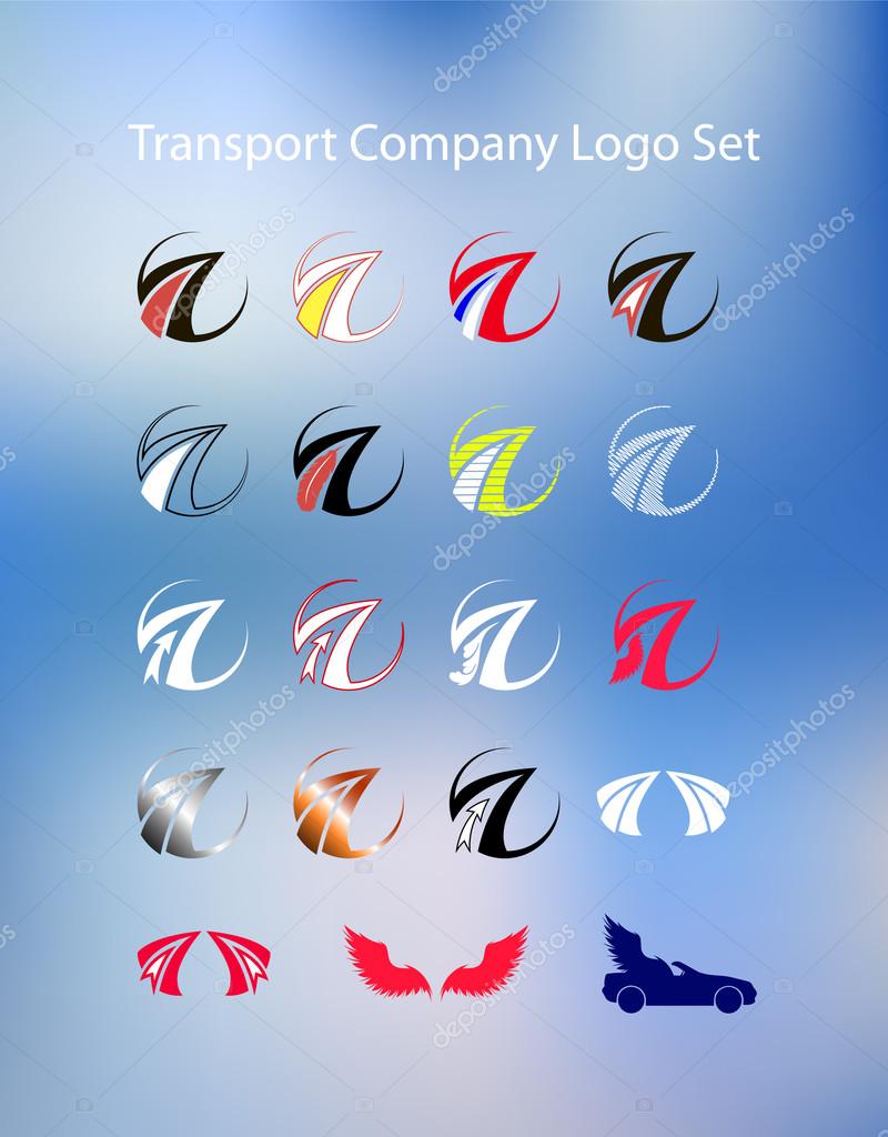 Illustration with transport company logo set