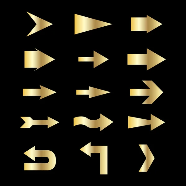 Иллюстрация с набором золотых стрел — стоковый вектор