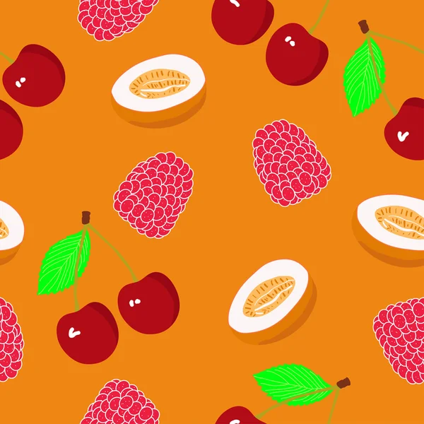 Иллюстрация с рисунком из фруктов и овощей — стоковый вектор