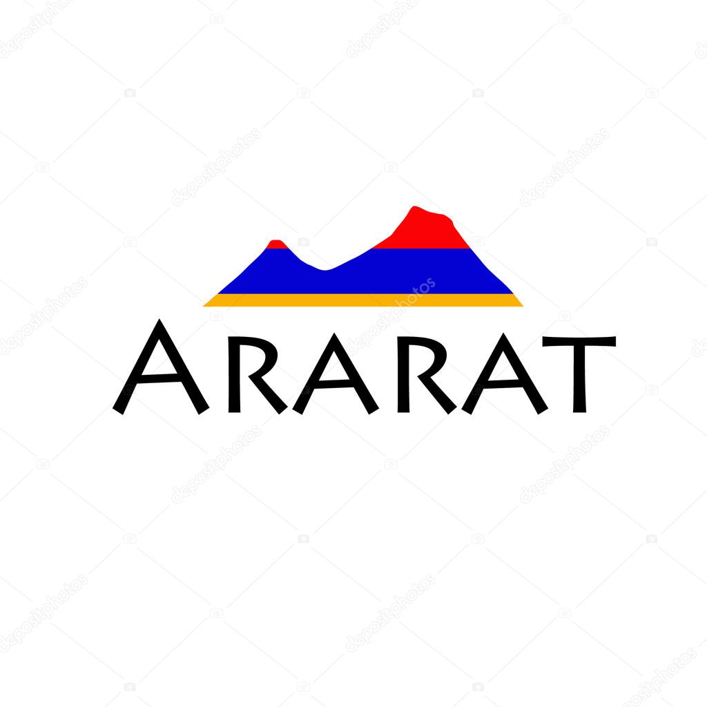 Illustration with ararat mountain, armenian flag and ararat lettering