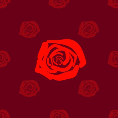 İllüstrasyon kırmızı gül desen çizimi el ile