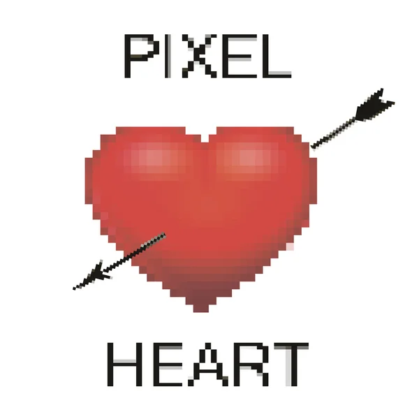Ilustración con corazón de píxel — Vector de stock