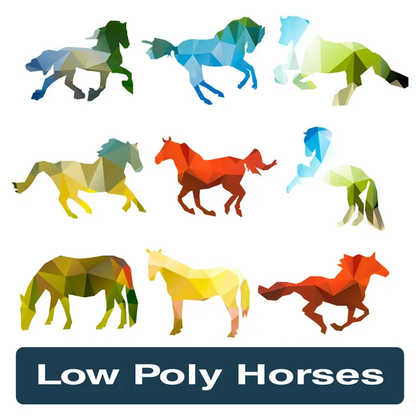 Ilustración con caballos polivinílicos bajos — Archivo Imágenes Vectoriales
