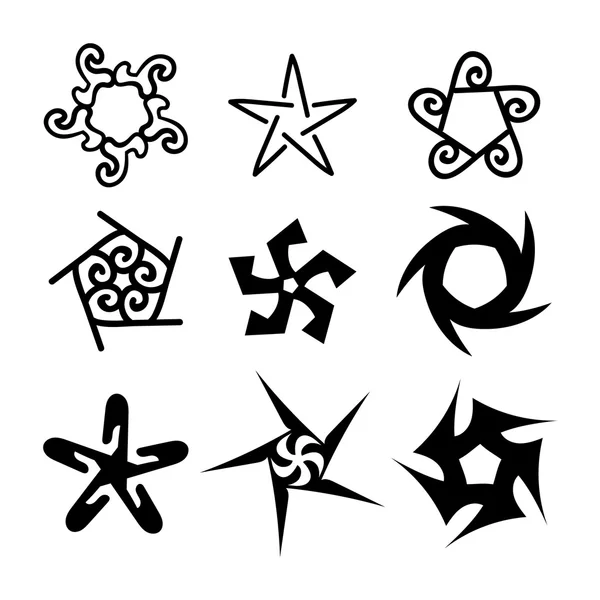 Illustrazione con disegno a mano set di simboli astratti — Vettoriale Stock