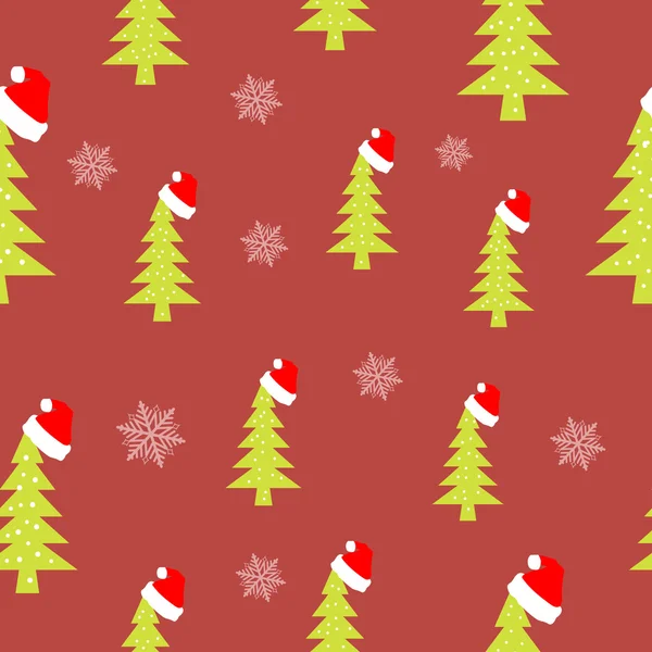 Ilustração com árvore de natal e flocos de neve padrão —  Vetores de Stock