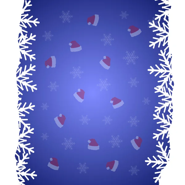 Illustrationen med snöflingor och jultomten hatt — Stock vektor