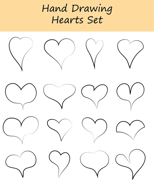 Set of hand drawing hearts — Stock Vector