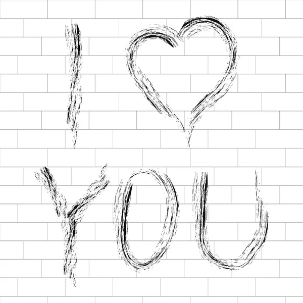 Ilustracja z I Love You napis — Wektor stockowy